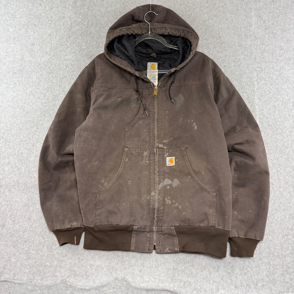 Carhartt Active Jacket Mens Medium Brown Distressed Duck Canvas J130 DKB